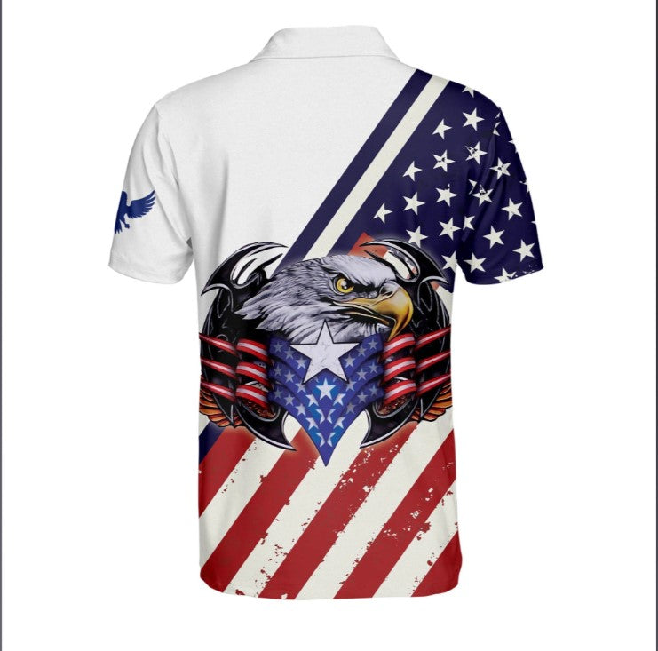 Eagle US Flag Patriotic Polo Shirt, Independence polo shirt, 4th of July gifts