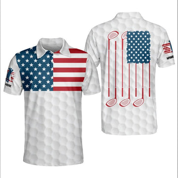 Golf American Flag Polo Shirt, Polo Shirt for men, Golf player shirt, Golf 3D apparel