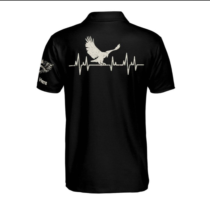 Eagle American Black And White Heartbeat Polo Shirt