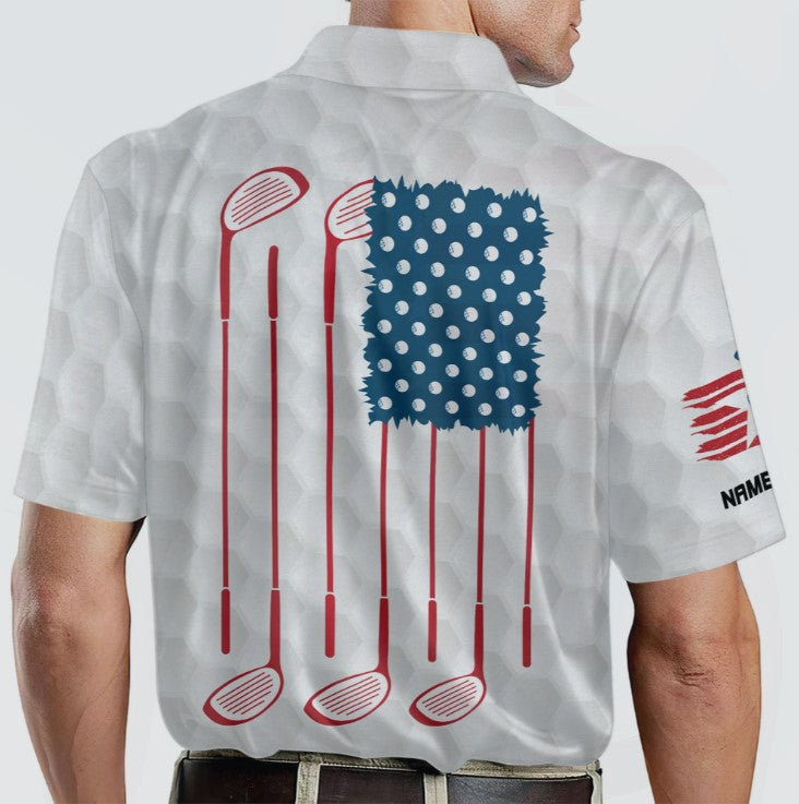 Golf American Flag Polo Shirt, Polo Shirt for men, Golf player shirt, Golf 3D apparel