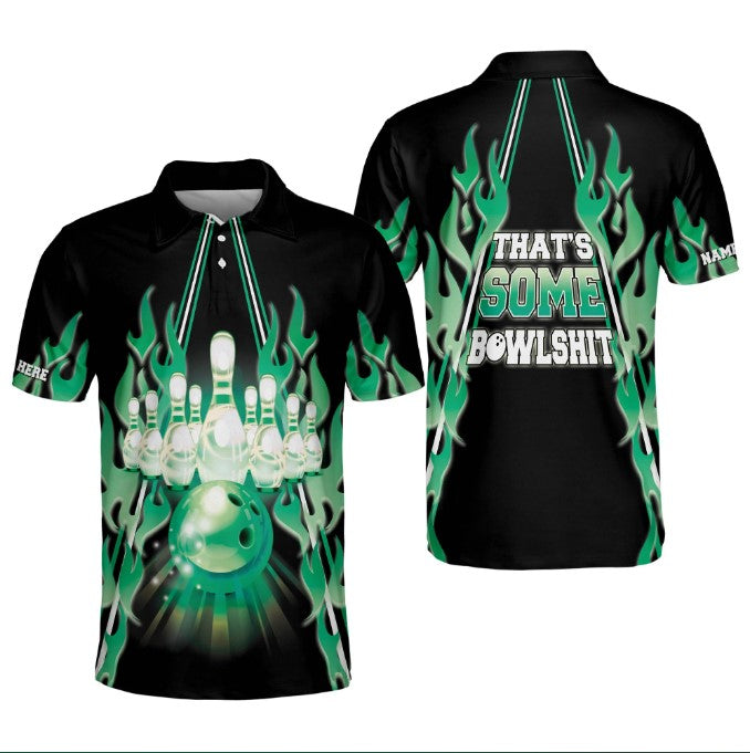 That's Some Bowsht Crazy Fire Bowling Shirts For Men, Men's Polo Shirt, Polo Shirt for Sport Team