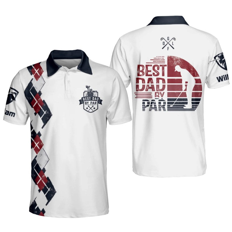 Best Dad by Par Retro Golf Polo Shirt, Men's Golf Gift, Dad T-Shirts Gifts, Gifts For Golfers