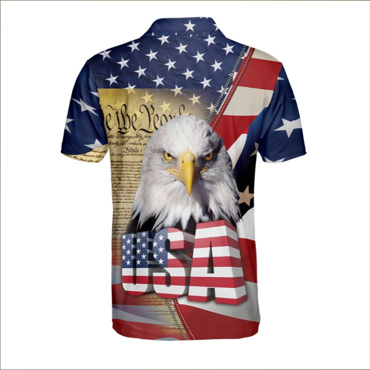 American flag With Eagle Polo Shirt, Independence polo shirt, 4th of july polo shirt