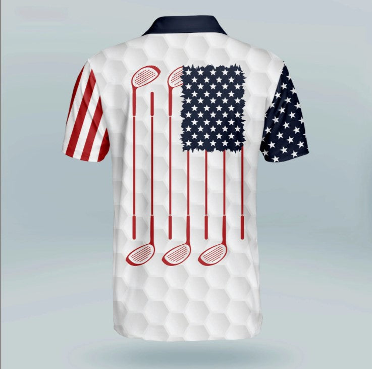 America Flag Club Golf Polo Shirt, Personalized Polo Shirt for men, Golf player shirt, Golf player gifts