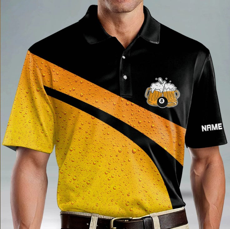 Life is Better with A Beer and A Pool Cue Billiard Polo Shirt, Billiard team shirt, Gift for billiard player