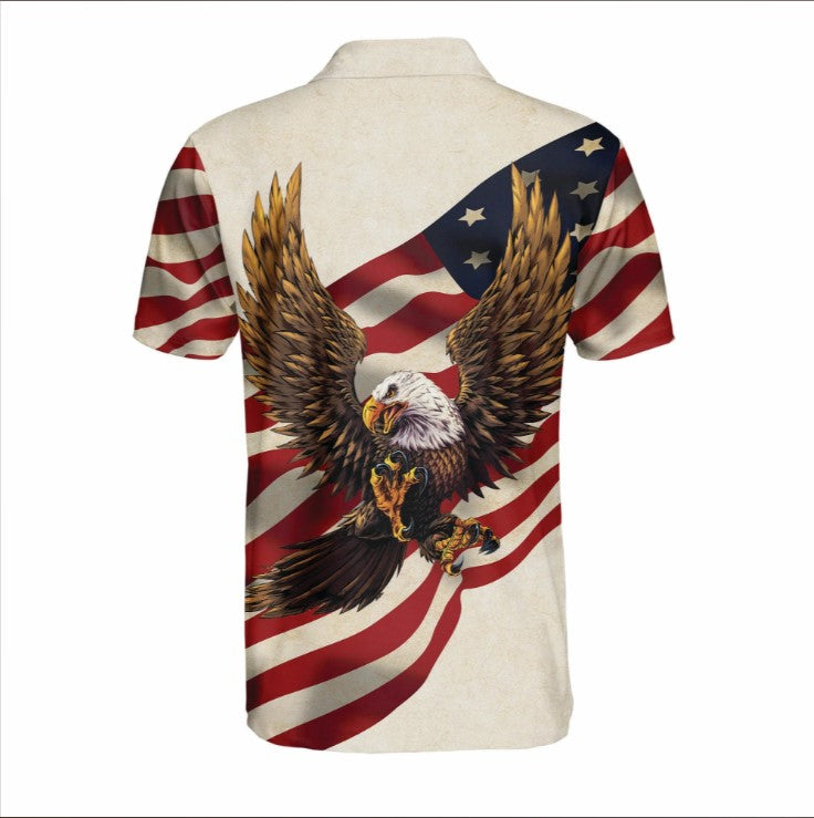 American Flag Patriotic Eagle Polo Shirt For Men, Independence polo shirt, 4th of july polo shirt