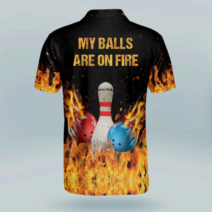 My Balls Are On Fire polo shirt, Bowling team shirt, Gift for bowling player