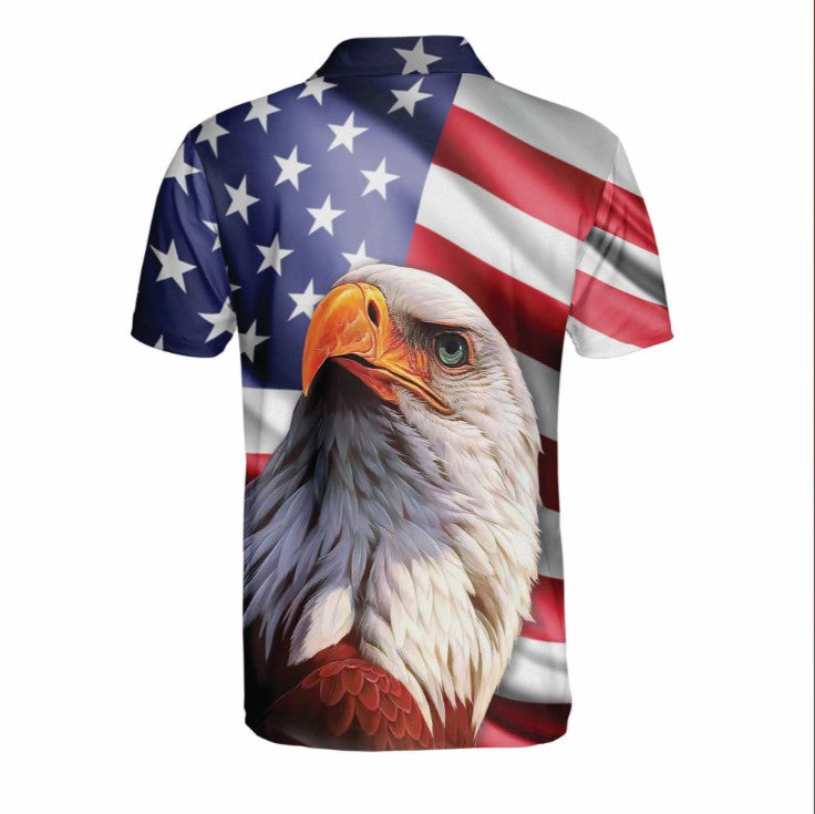 Patriotic American Design With Eagle Polo Shirt, Independence polo shirt, 4th of july polo shirt