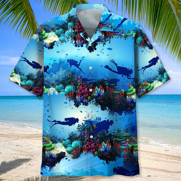 Scuba Diving beach hawaiian shirt, Scuba Diving Shirt, Scuba Diver Shirt, Hawaiian shirt for Men and women0