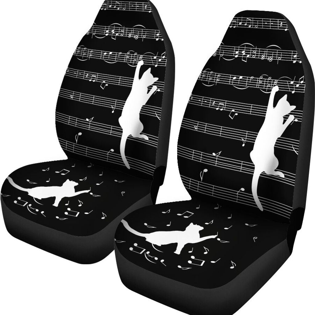 Sheet Music Cat Car Seat Covers, Car Seat Set Of Two, Carseat Covers, Automotive Seat Covers