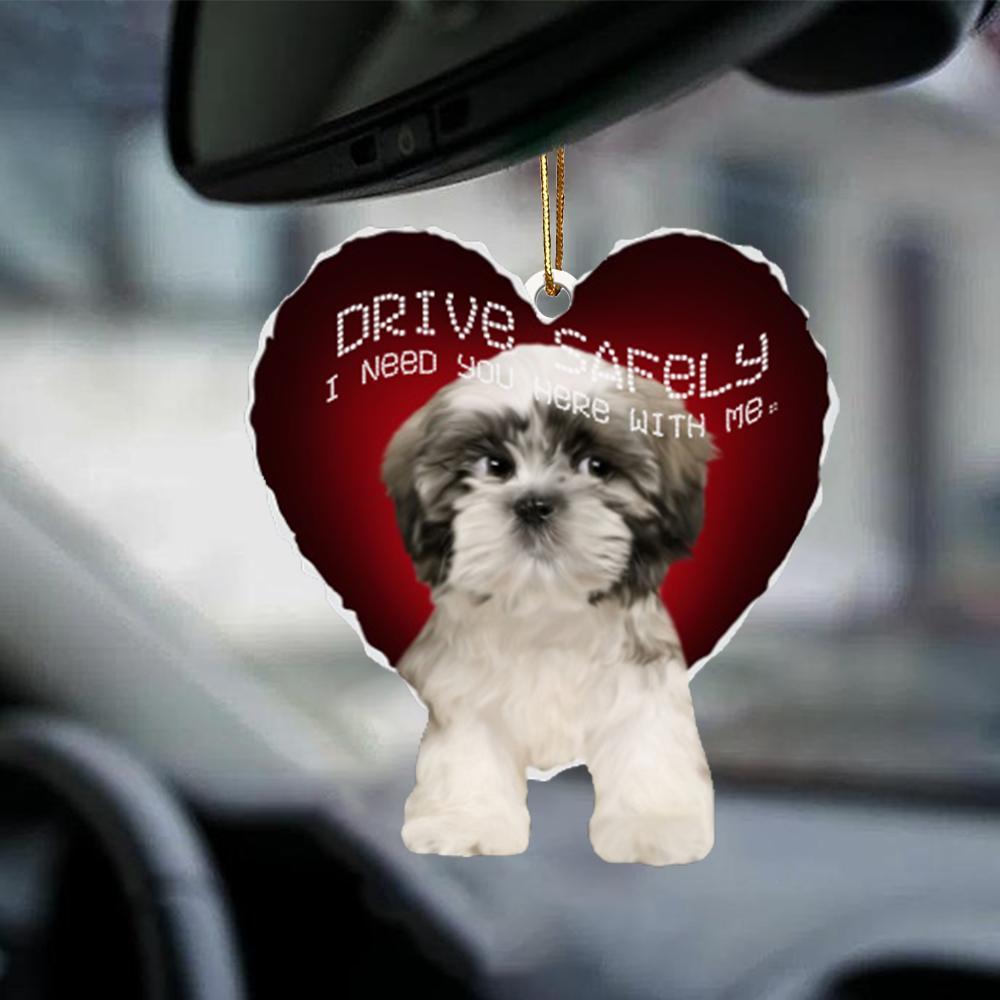 Shih Tzu 2 Drive Safely Car Hanging Ornament, Gift For Dog Lover