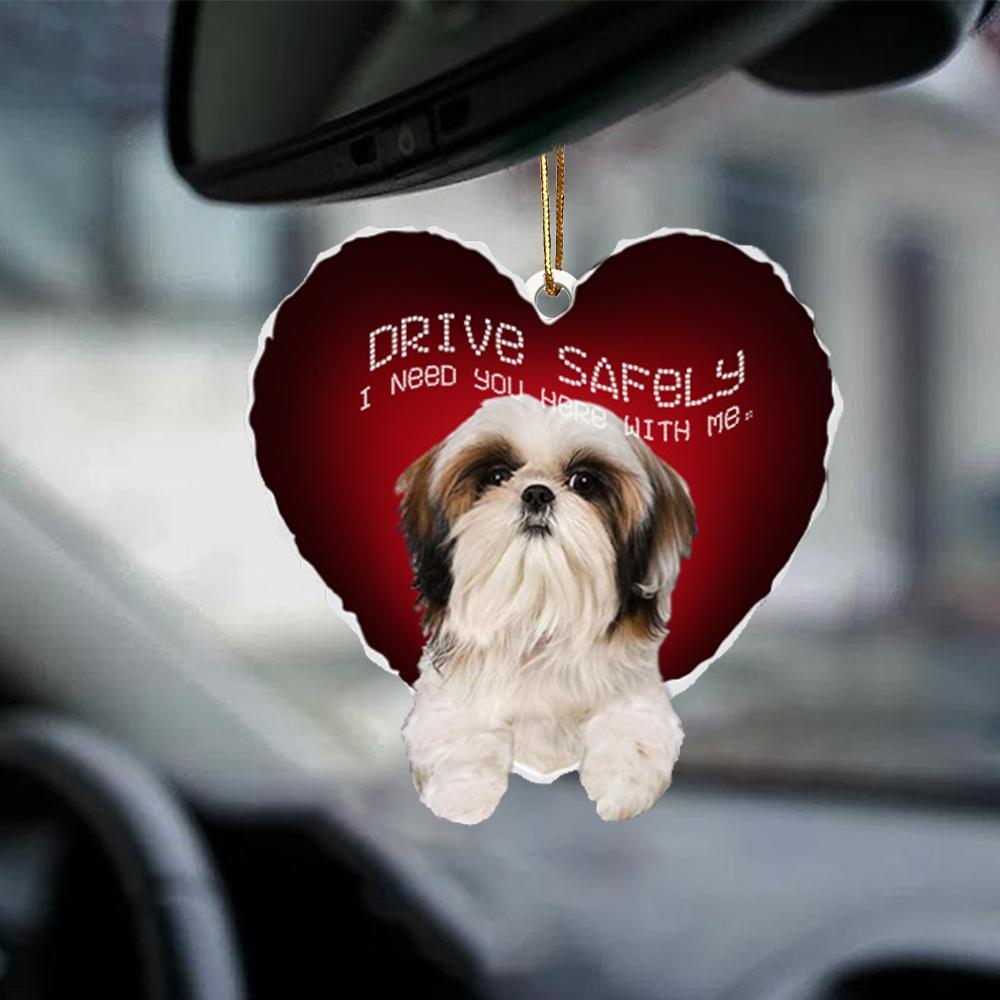 Shih Tzu 3 Drive Safely Car Hanging Ornament, Gift For Dog Lover
