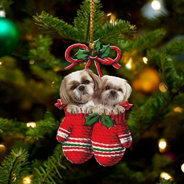 Shih Tzu Inside Your Gloves Christmas Holiday Two Sided Ornament, Gift For Dog Lovers