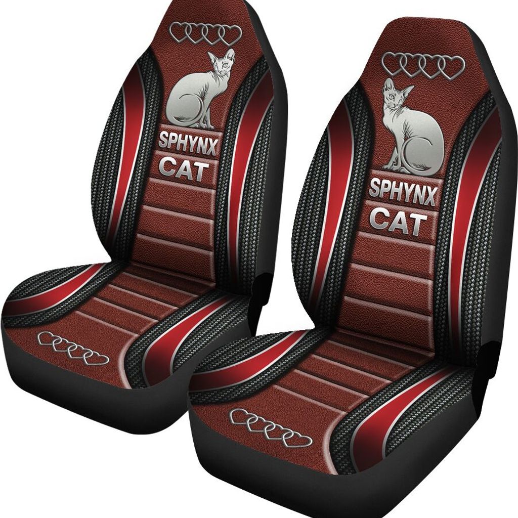 Sphynx Cat AD Heart Car Seat Covers, Car Seat Set Of Two, Carseat Covers, Automotive Seat Covers