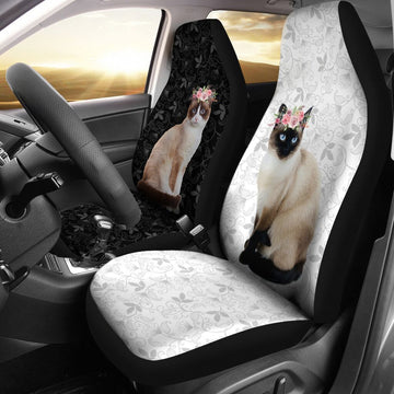 Siamese Cat Couple Car Seat Covers, Car Seat Set Of Two, Carseat Covers, Automotive Seat Covers