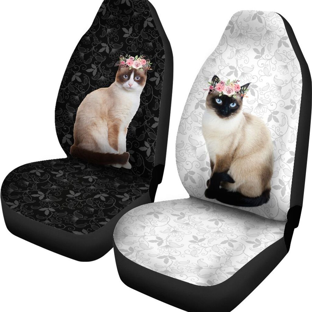 Siamese Cat Couple Car Seat Covers, Car Seat Set Of Two, Carseat Covers, Automotive Seat Covers