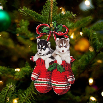 Siberian Husky Inside Your Gloves Christmas Holiday Two Sided Ornament, Gift For Dog Lovers