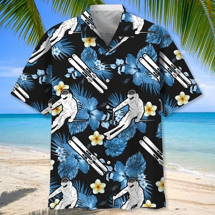 Skiing Lover Tropical Print Hawaiian Shirt