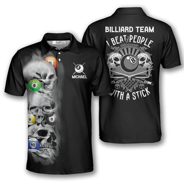 Skull Addicted Custom Billiard Shirts for Men, Men's Billiard Polo Shirts, Custom Billiard ball for Team