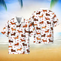 Small Dachshund Sausage Dog Pattern Hawaii Shirt Button Down Short Sleeves Hawaiian Full Print Shirt