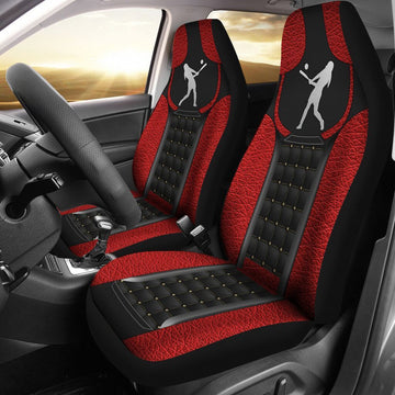 Softball Leather Horizontal Car Seat Covers, Car Seat Set Of Two, Automotive Seat Covers, Carseat Covers