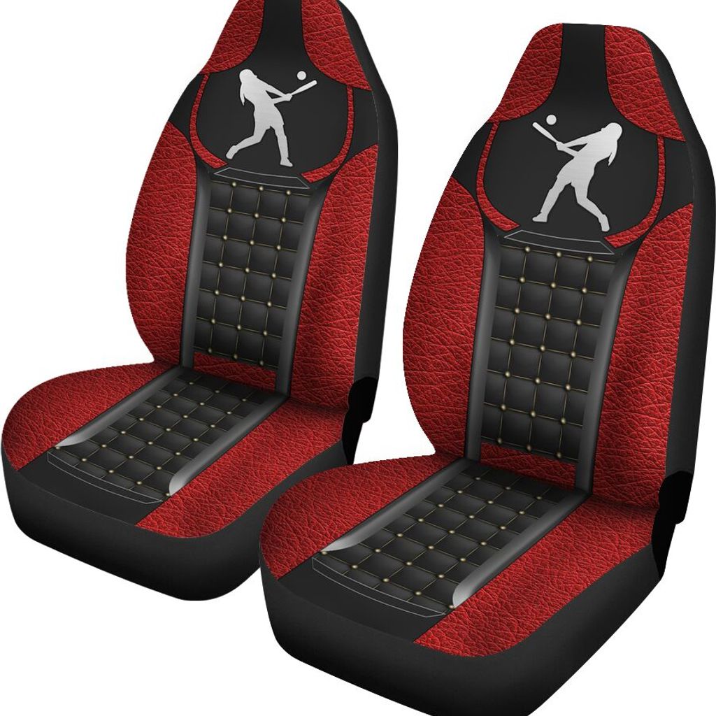 Softball Leather Horizontal Car Seat Covers, Car Seat Set Of Two, Automotive Seat Covers, Carseat Covers