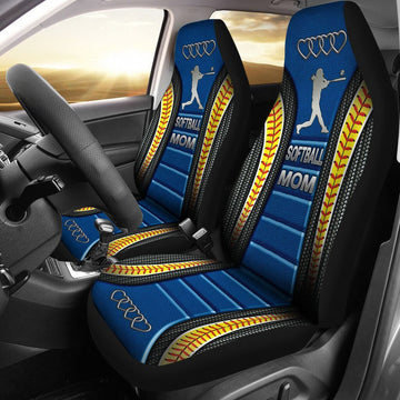 Softball Mom AD Heart Car Seat Blue Covers, Car Seat Set Of Two, Automotive Seat Covers