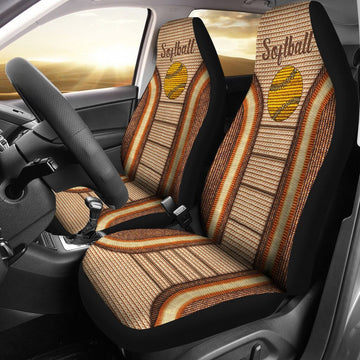 Softball Native Bamboo Wood Texture Car Seat Covers, Car Seat Set Of Two, Automotive Seat Covers