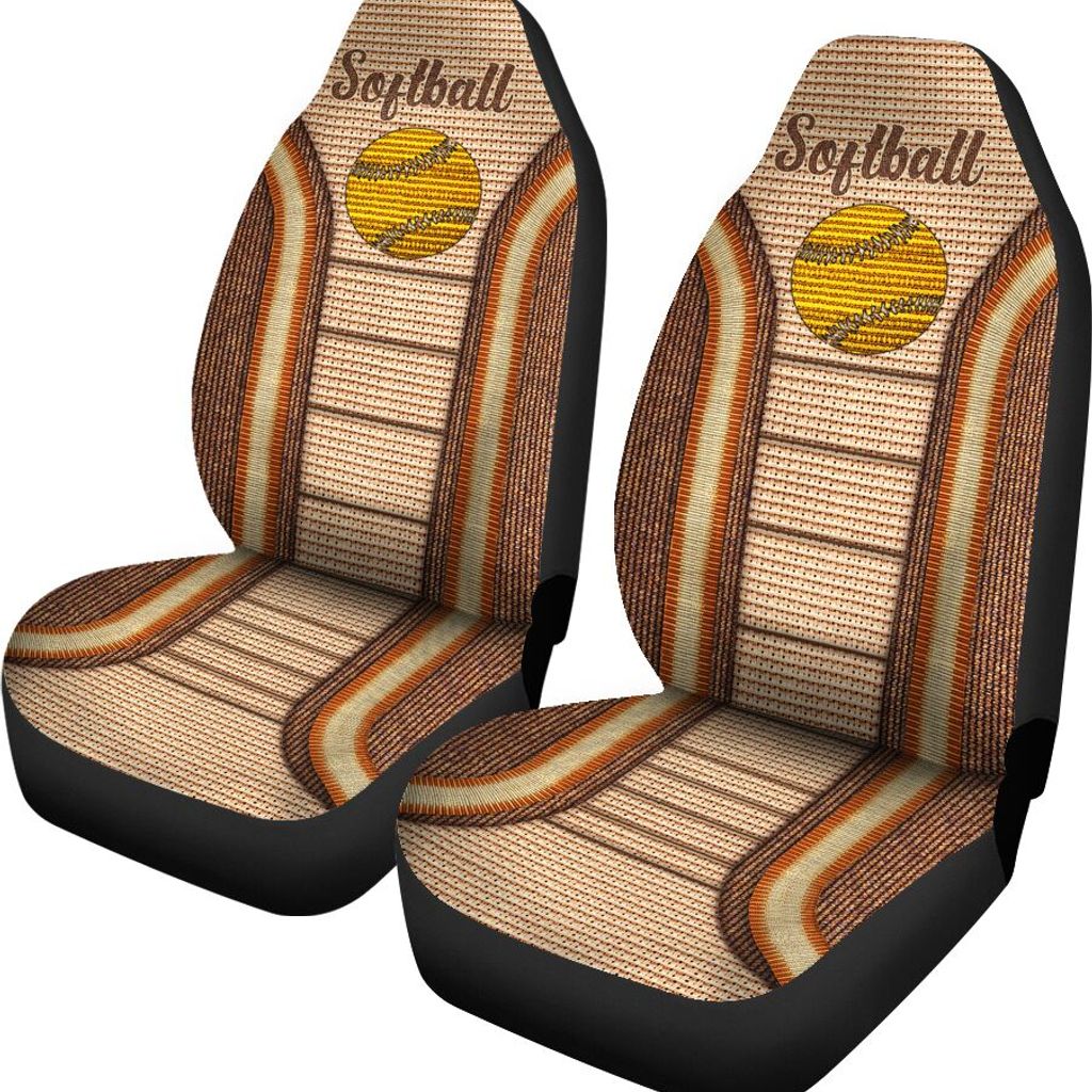 Softball Native Bamboo Wood Texture Car Seat Covers, Car Seat Set Of Two, Automotive Seat Covers