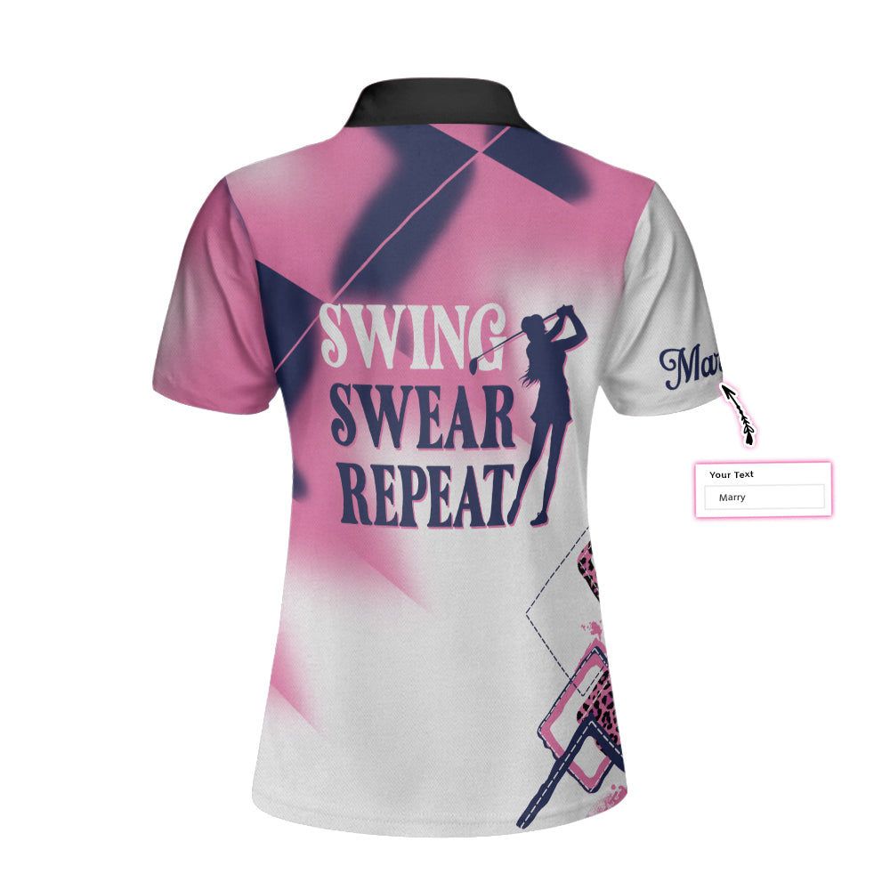 Swing Swear Repeat Custom Short Sleeve Women Polo Shirt - 3