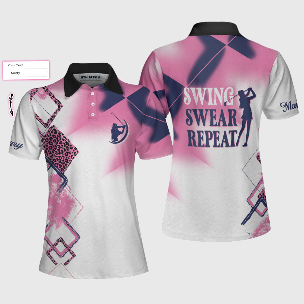 Swing Swear Repeat Custom Short Sleeve Women Polo Shirt - 1
