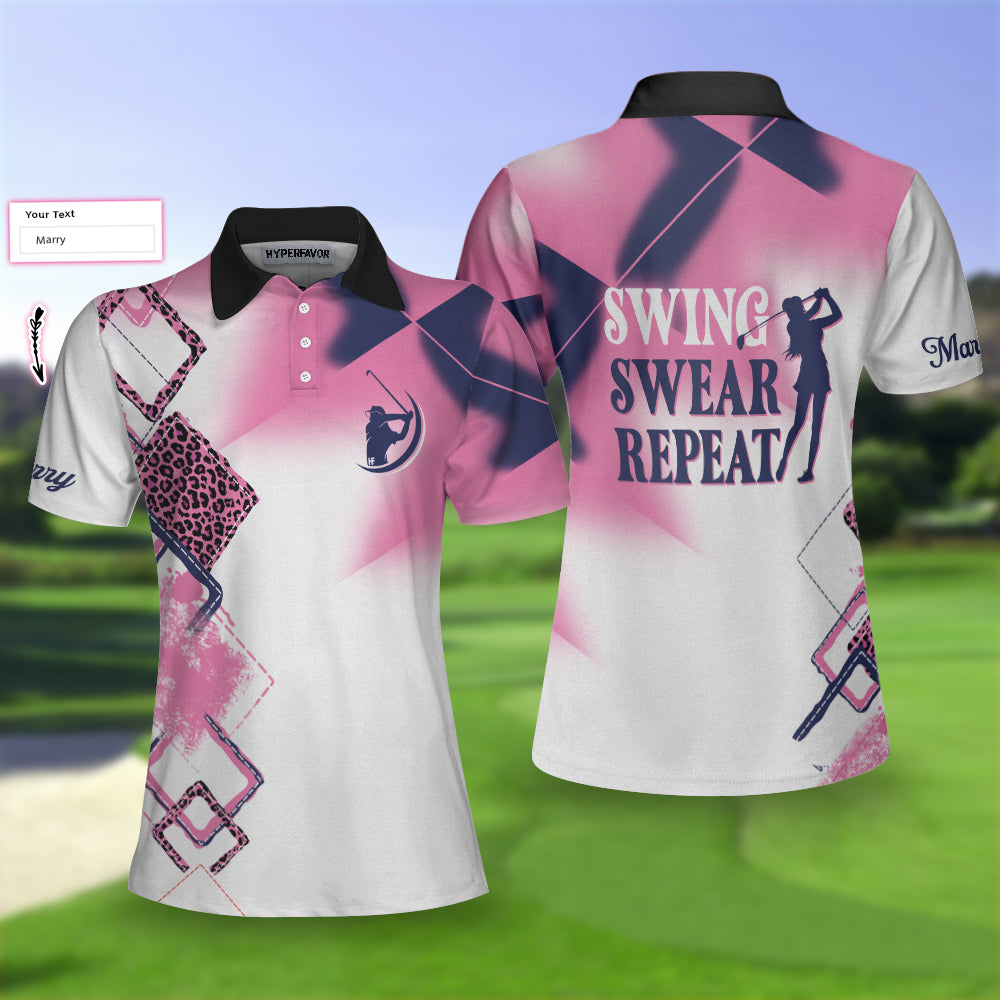 Swing Swear Repeat Custom Short Sleeve Women Polo Shirt - 5