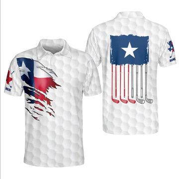 Texas Flag Golf Polo Shirt, Men's Golf Gift, Golf Gift Shirt, Gifts For Golfers