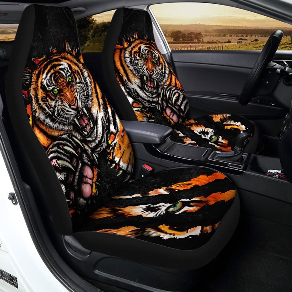 Tiger Fight Car Seat Covers Custom Wild Animal Tiger Car Accessories - Gearcarcover - 1