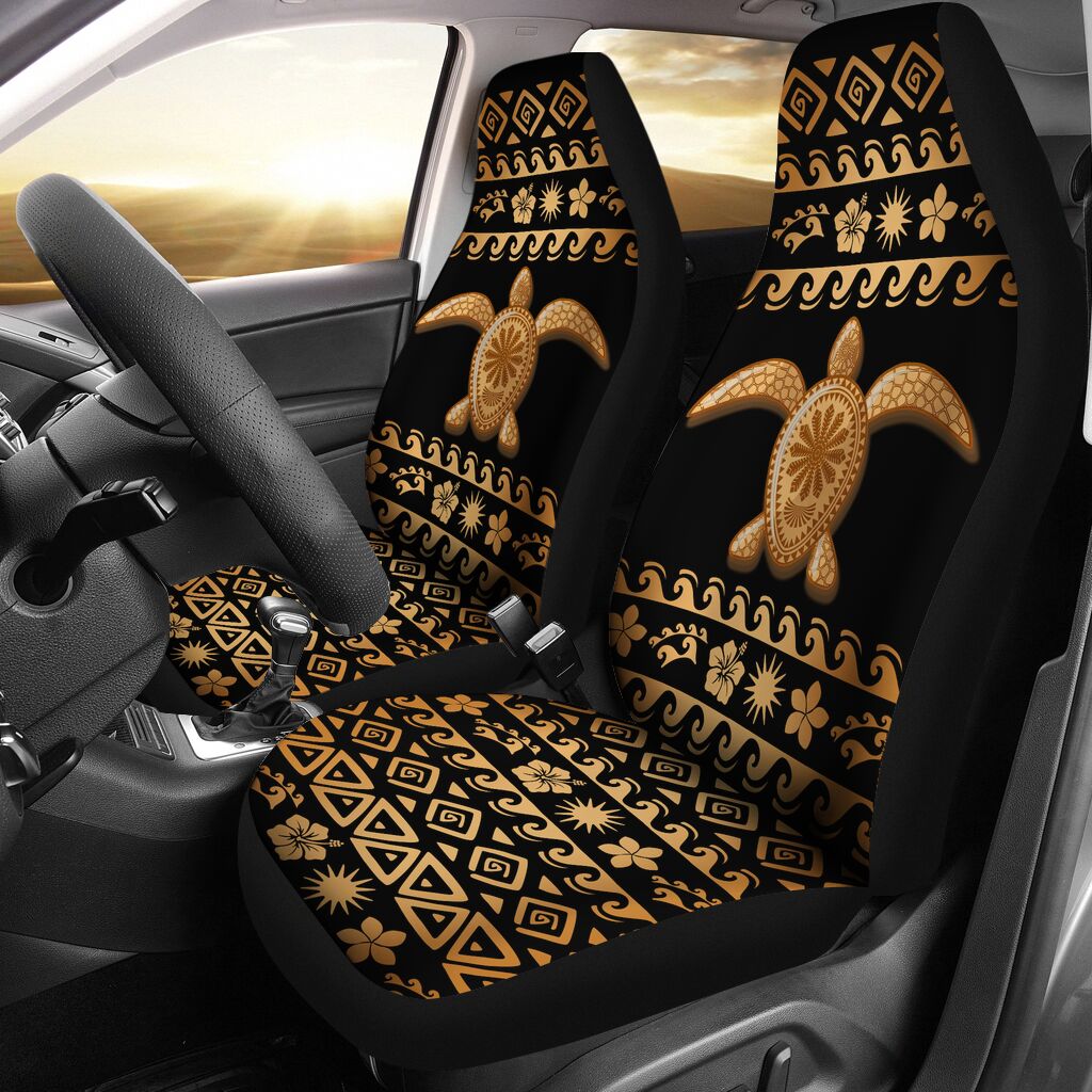 Tribal Sea Turtle Polynesian Hawaiian Car Seat Covers, Car Seat Set Of Two, Automotive Seat Covers