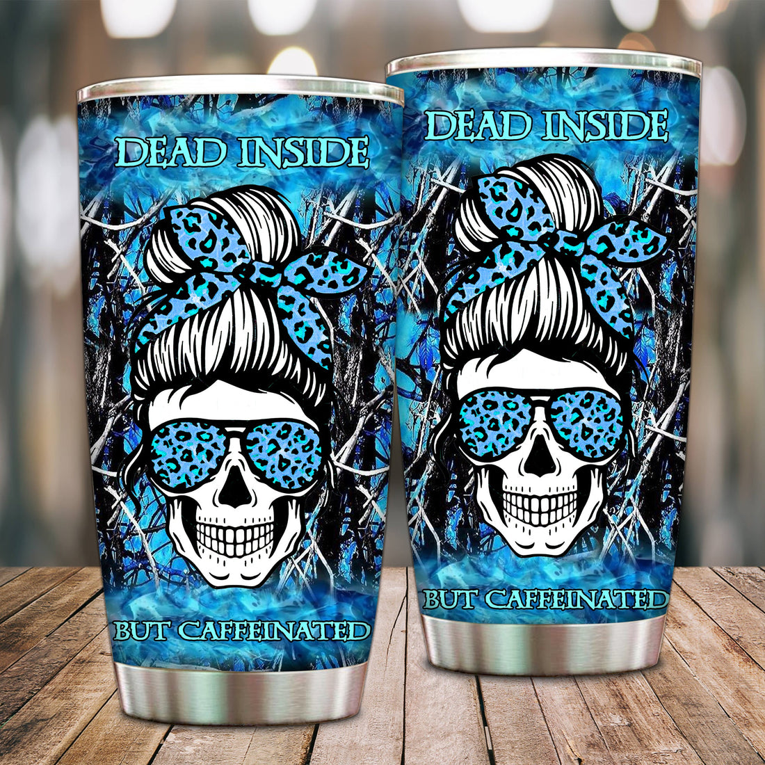 Dead Inside But Caffeinated Tumbler 20 OZ Car Cup Cap