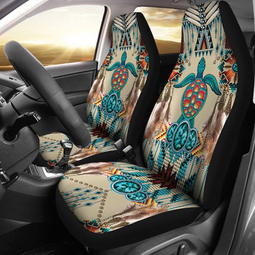 Turtle Feathers Patterns Car Seat Covers, Car Seat Set Of Two, Automotive Seat Covers