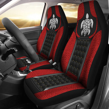 Turtle Leather Horizontal Car Seat Covers, Car Seat Set Of Two, Automotive Seat Covers