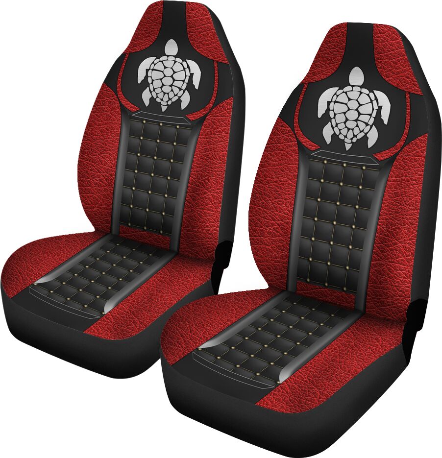 Turtle Leather Horizontal Car Seat Covers, Car Seat Set Of Two, Automotive Seat Covers