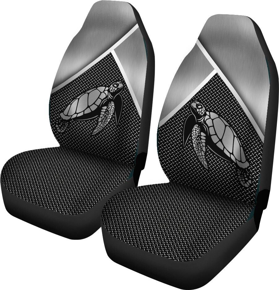 Turtle Silver Metal Car Seat Covers, Car Seat Set Of Two, Automotive Seat Covers