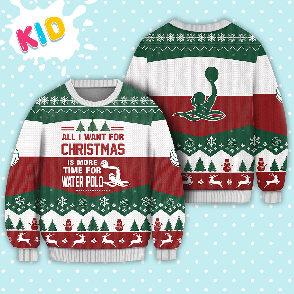 Water Polo All I Want For Christmas Sweater Christmas Knitted Print Sweatshirt - Best Gift For Christmas, Noel - Christmas Signature