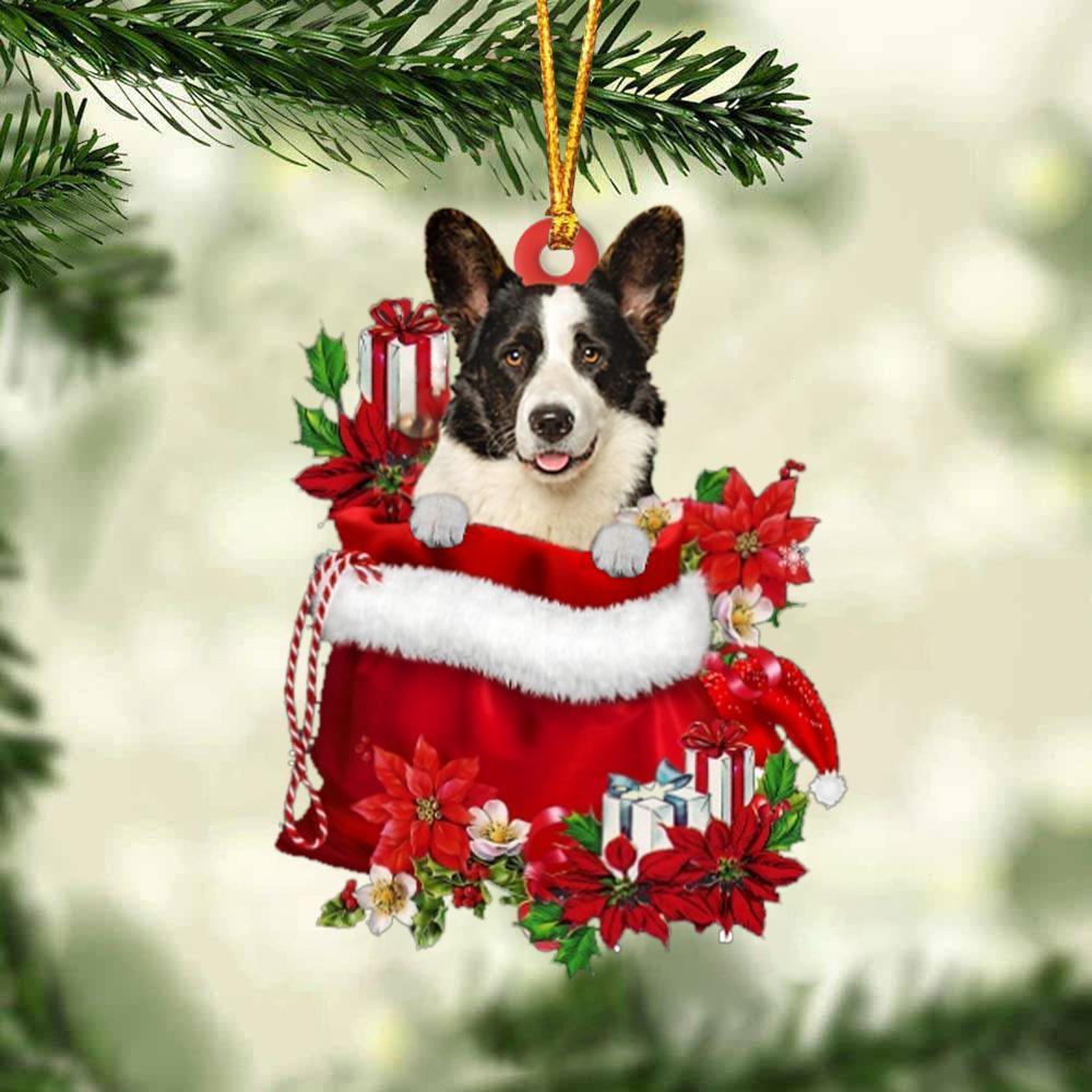 Welsh Corgi In Gift Bag Christmas Ornament, Gift For Dog Lovers