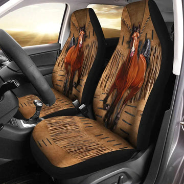 Western Horse Car Seat Cover Set, Front Bucket Seat Cover For Car, Gift for horse lovers