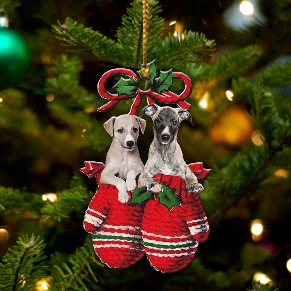 Whippet Inside Your Gloves Christmas Holiday Two Sided Ornament, Gift For Dog Lovers