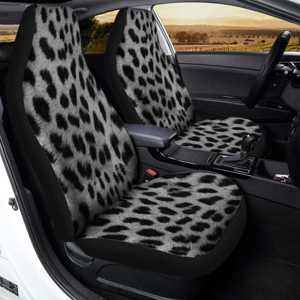 White Leopard Print Car Seat Covers Custom Animal Skin Pattern Print Car Accessories - Gearcarcover - 1