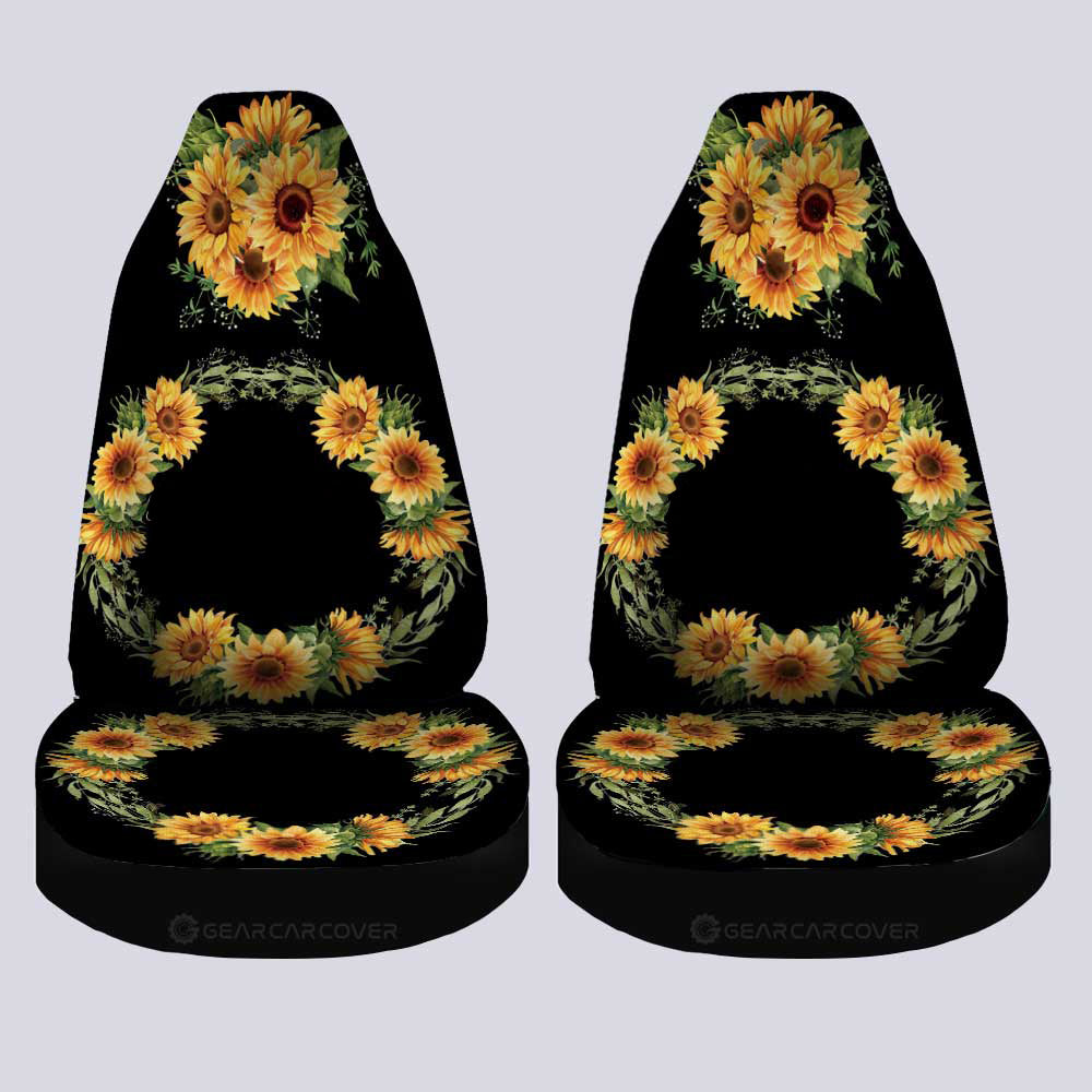 Yellow Flowers Car Seat Covers Custom Personalized Name Car Accessories - Gearcarcover - 1