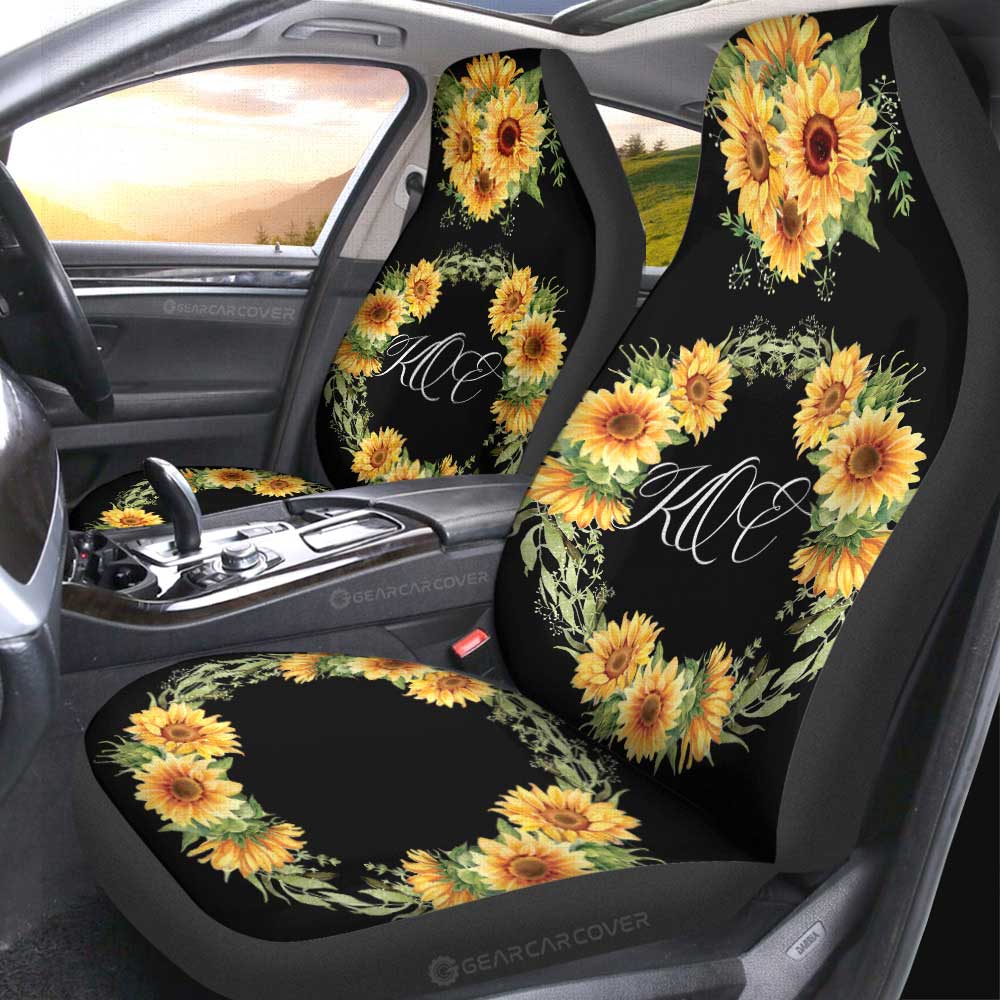 Yellow Flowers Car Seat Covers Custom Personalized Name Car Accessories - Gearcarcover - 4