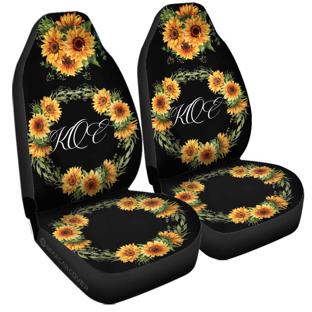 Yellow Flowers Car Seat Covers Custom Personalized Name Car Accessories - Gearcarcover - 1