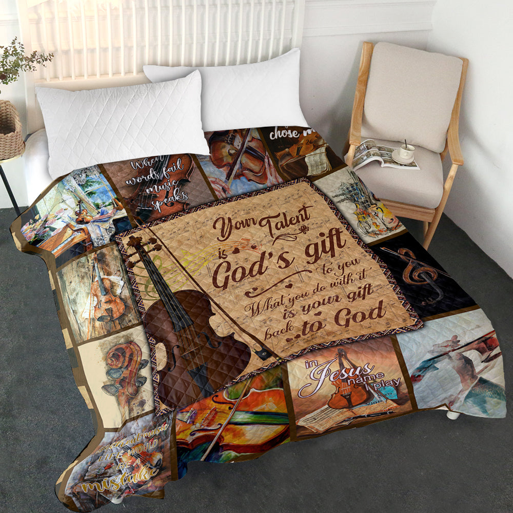 Your Talent Is Gods Gift  Violin LHA443 3D Quilt Blanket - 4