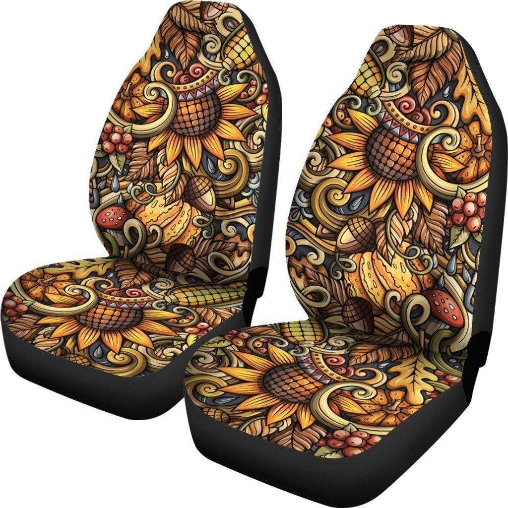 Abstract Sunflower Pattern Print Universal Fit Car Seat Covers GearFrost